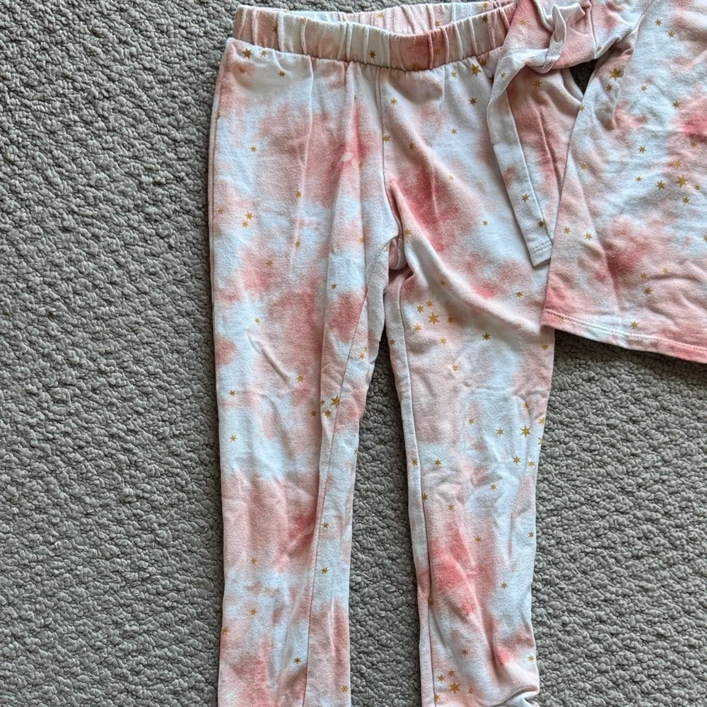 art class Pink Tie-Dye Star Ruffle Sleeve Pajama Set